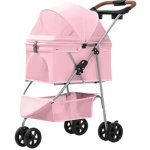 RB-nakuplevne Růžový kočárek pro psy a kočky lehký skládací s košíkem a brzdami 42 x 91 x 45 cm – Zboží Dáma
