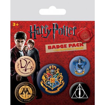 CurePink: | Placky Harry Potter: Hogwarts set 5 kusů (25 mm|38 mm) [BP80485] – Zboží Mobilmania