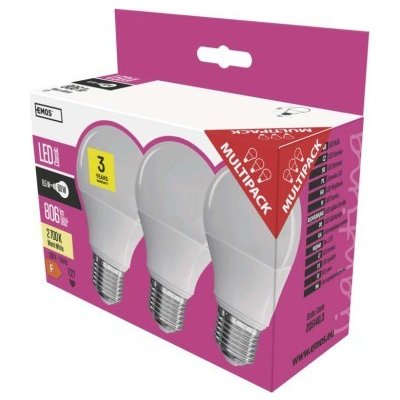 Emos LED žárovka Classic A60 E27 8,5W teplá bílá 3ks – Zboží Živě