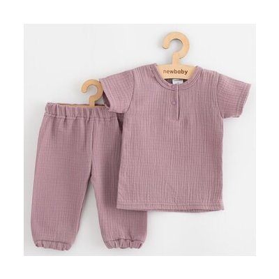 New Baby Kojenecká mušelínová souprava tričko a kalhoty lavender – Zboží Dáma