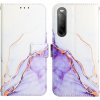 Pouzdro a kryt na mobilní telefon Sony Pouzdro PROTEMIO 53923 ART MARBLE Peněženkový kryt Sony Xperia 10 IV 5G WHITE PURPLE