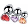 Anální kolík Boss Series Jewellery Silver Heart Plug Oranžová Set