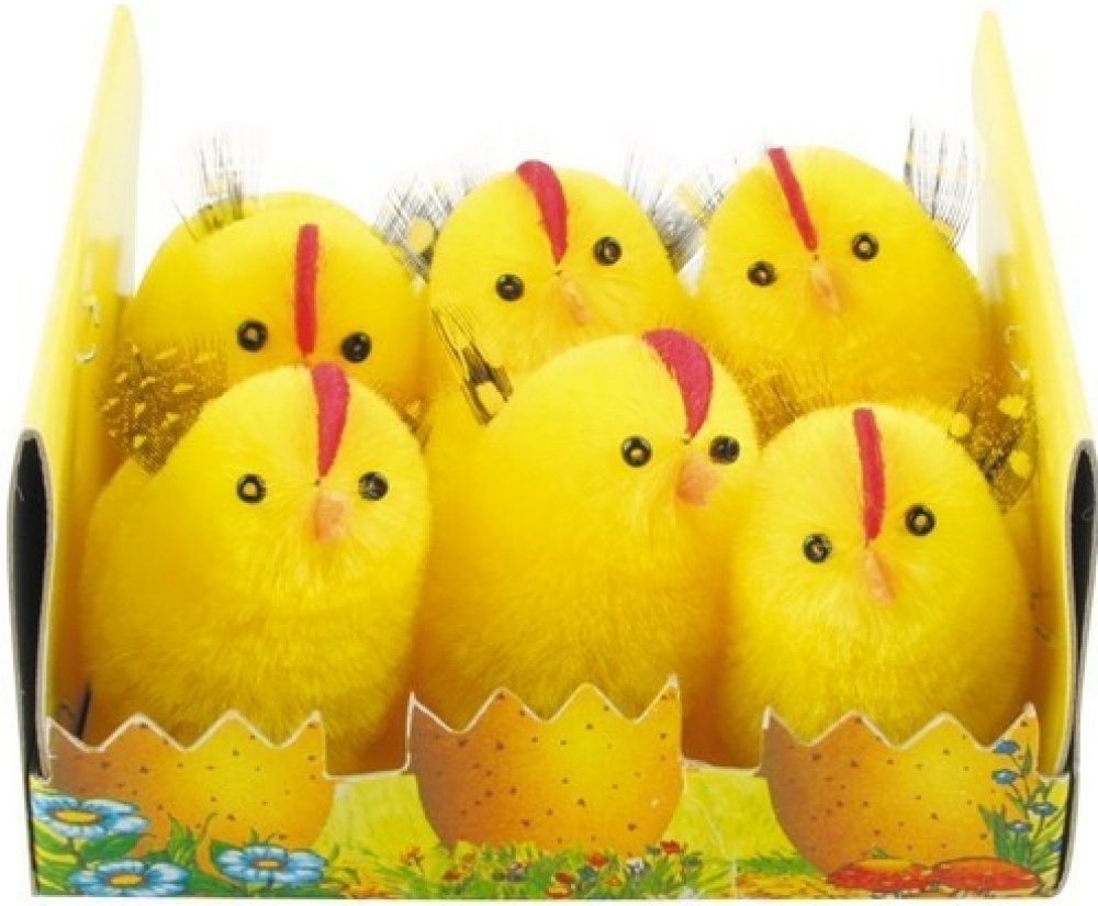 Velikonoční dekorace kuřátka plyšová s peříčkem