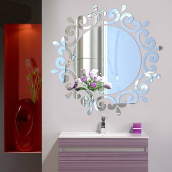Živá Zeď Samolepicí zrcadlo kulaté - 2 barvy Stříbrná 46 x 46 cm