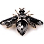Stoklasa brož s broušenými kamínky včela 2 antracit – Zboží Mobilmania