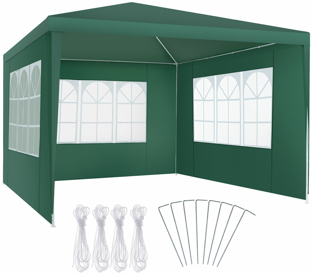 tectake 405964 pavilon barinas se 3 bočními díly, vodotěsný, 3x3m zelená