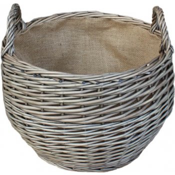 Willow Direct Proutěný koš na dřevo antique zkosený malý juta pr. 35 cm