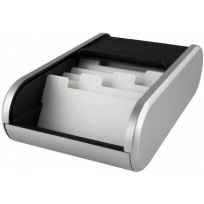 Helit Stolní kartotéka na vizitky Linear černá/stříbrná – Zboží Živě