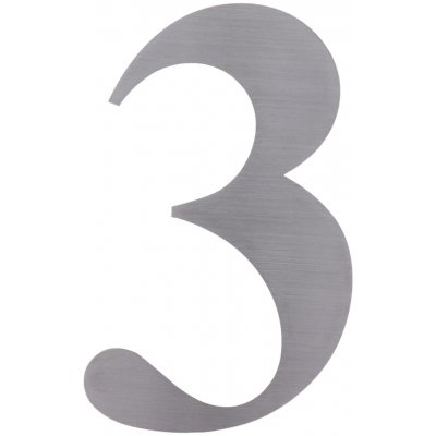 Číslo domovní 3, s 3M páskou, broušená nerez AISI304 – Sleviste.cz