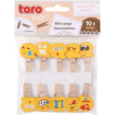 Toro dřevěné kolíčky na prádo smajlík 3,5 cm 10 ks – Sleviste.cz