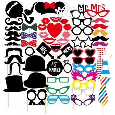 Sada rekvizit FOTOBUDKA do fotokoutku svatba svatební hostina 58 ks – Zboží Mobilmania