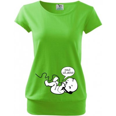 Těhotenské tričko Haló už jedu! Apple green