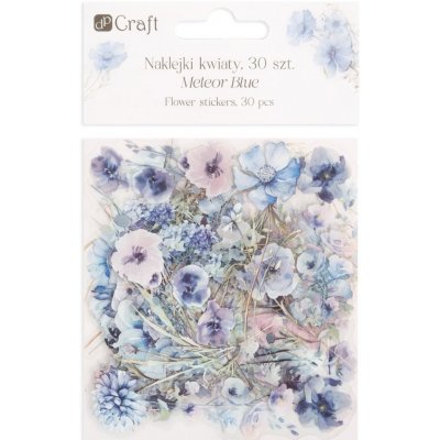 DP Craft Samolepky květinové modré 30ks PVC – Zboží Dáma