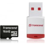 Transcend microSDHC 16 GB Class 10 + USB čtečka TS16GUSDHC10-P3 – Zboží Mobilmania