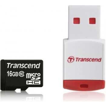 Transcend microSDHC 16 GB Class 10 + USB čtečka TS16GUSDHC10-P3
