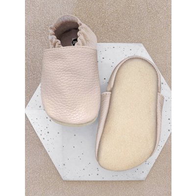 Funky Monkey Kožené barefoot capáčky s kaučukovou podrážkou béžové – Zbozi.Blesk.cz