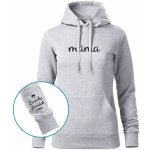 Dámská mikina s kapucí MÁMA a jména dětí na rukávu SVĚTLE šedý melír Černý – Zboží Dáma