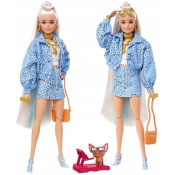 Barbie Extra Vzorovaná modrá sukně s bundou