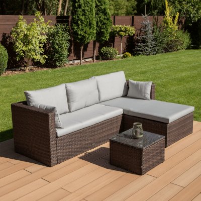 FOCUS GARDEN Technorattanová rohová sedačka LIZBONA hnědá – Hledejceny.cz