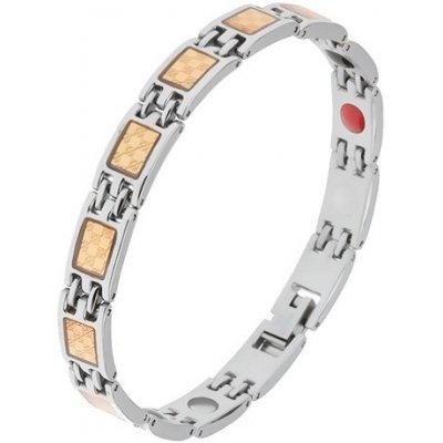 Šperky eshop ocelový stříbrné a zlaté barvy šachovnicový vzor magnety SP08.30