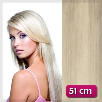 Clip in vlasy 51 cm platinová blond 60