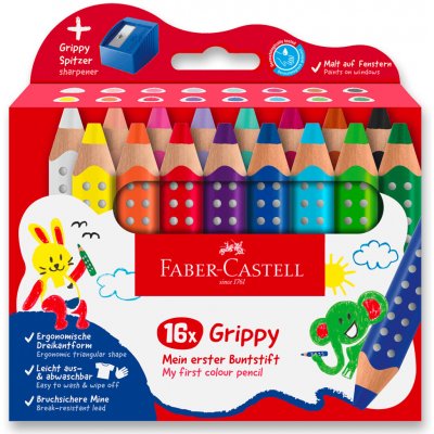 Faber-Castell Grippy 110645 sada 16 barev s ořezávátkem – Zboží Živě