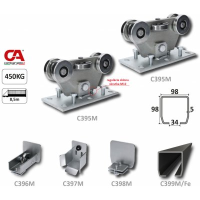 MEDIO-Klasik samonosný systém 98x98x5 mm pro posuvné brány do 450 kg / 8,5 m průjezd (C399M/Fe 1x 6 m černý profil, C395M KLASIK 2 ks, C396M 1 ks, C397M 1 ks), běžný provoz – Zbozi.Blesk.cz