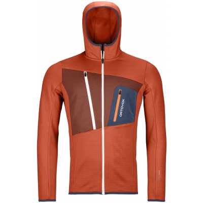 Ortovox merino mikina Fleece Grid Hoody desert orange