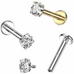 Atreya Zlatá labreta ze 14kt zlata 585/1000 s vnitřním závitem a zirkonem Viktoria Bílé zlato čirá průměr: 8 mm – Sleviste.cz