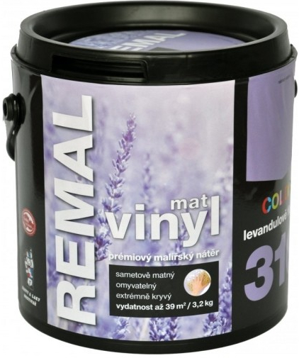 Barvy A Laky Hostivař Remal Vinyl Color mat, prémiová malířská barva, omyvatelná, 310 levandulově fialová, 3,2 kg