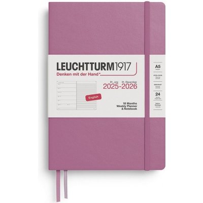 Weekly Planner & Notebook 2026 Medium A5 18 Months Dusty Rose – Zbozi.Blesk.cz
