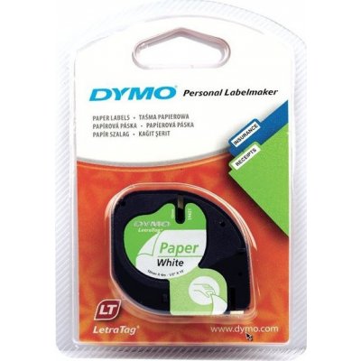 Dymo LetraTag 59421, S0721500, 12mm x 4m černý tisk / bílý podklad, originální páska – Hledejceny.cz