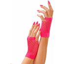 Síťované rukavice neon růžové bez prstů