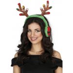 Guirca Čelenka vánoční Sobí parohy s klapkami na uši
