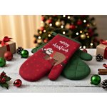 Vánoční kuchyňské rukavice chňapky LOVELY CHRISTMAS červená 18 x 30 cm 100% bavlna ESSEX – Zboží Dáma