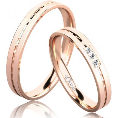 EGREMNI snubní prsteny z růžového zlato C 3 N 21 M – Zboží Mobilmania