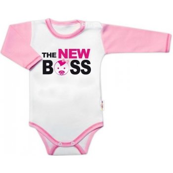 Body dlouhý rukáv s vtipným textem Baby Nellys The New Boss holka