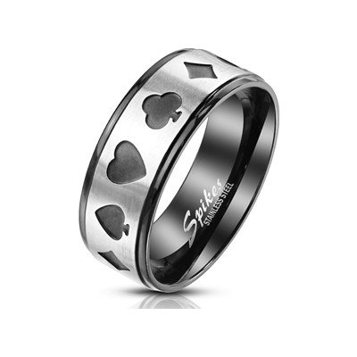 Šperky4U ocelový prsten karetní motivy OPR1763 – Zboží Mobilmania