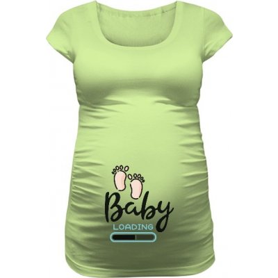 Tričko s potiskem tričko pro těhulky Baby loading krátký rukáv dámské Limetková