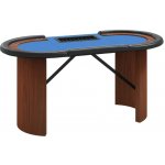 vidaXL Pokerový stůl pro 10 hráčů držák na chipy modrý 160x80x75 cm – Zboží Dáma