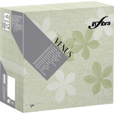Infibra Ubrousky Venus Airlaid 40x40cm textilní BIO květiny zelená 50ks – Hledejceny.cz