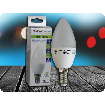 V-tac LED žárovka 4W E14 svíčka studená bílá