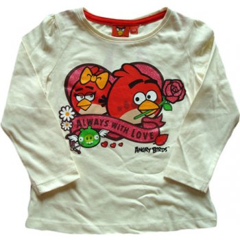 Angry Birds krásné originální dětské tričko pro holky smetanové