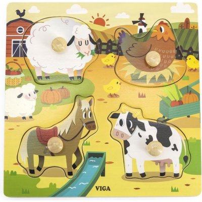 Viga Toys puzzle s kolíky Farma – Zboží Mobilmania