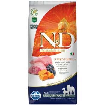 N&D Pumpkin Dog Adult Medium & Maxi Grain Free Lamb & Blueberry 12 kg