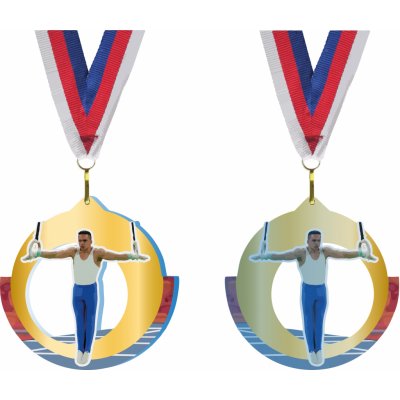 Akrylátová medaile Gymnastika kruhy Zlatá