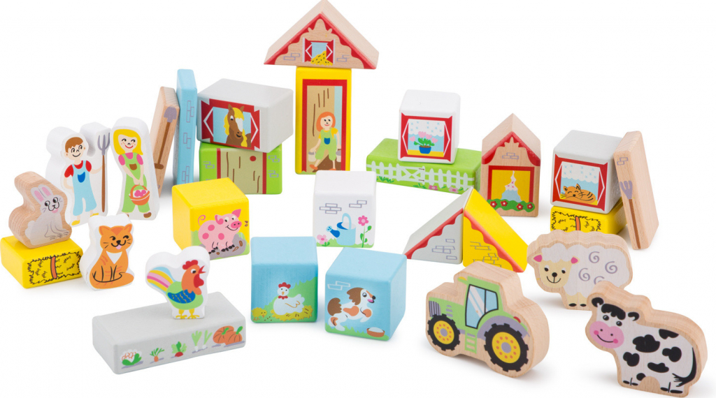 New Classic Toys Dřevěné kostky Farma