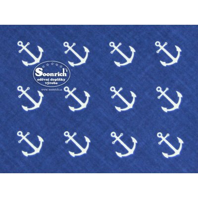 Soonrich látka na patchwork bílé kotvy na modré ptw254 – Hledejceny.cz
