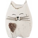 Clayre & Eef Bílá antik dřevěná dekorace kočička se srdíčkem Rustic Cat S - 6*4*7 cm – Hledejceny.cz