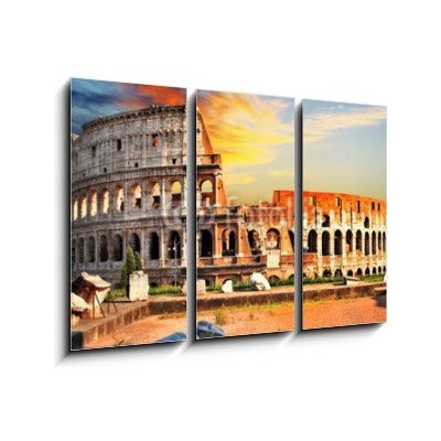 Obraz 3D třídílný - 105 x 70 cm - great Colosseum on sunset, Rome skvělé Koloseum na západ slunce, Řím – Zboží Mobilmania